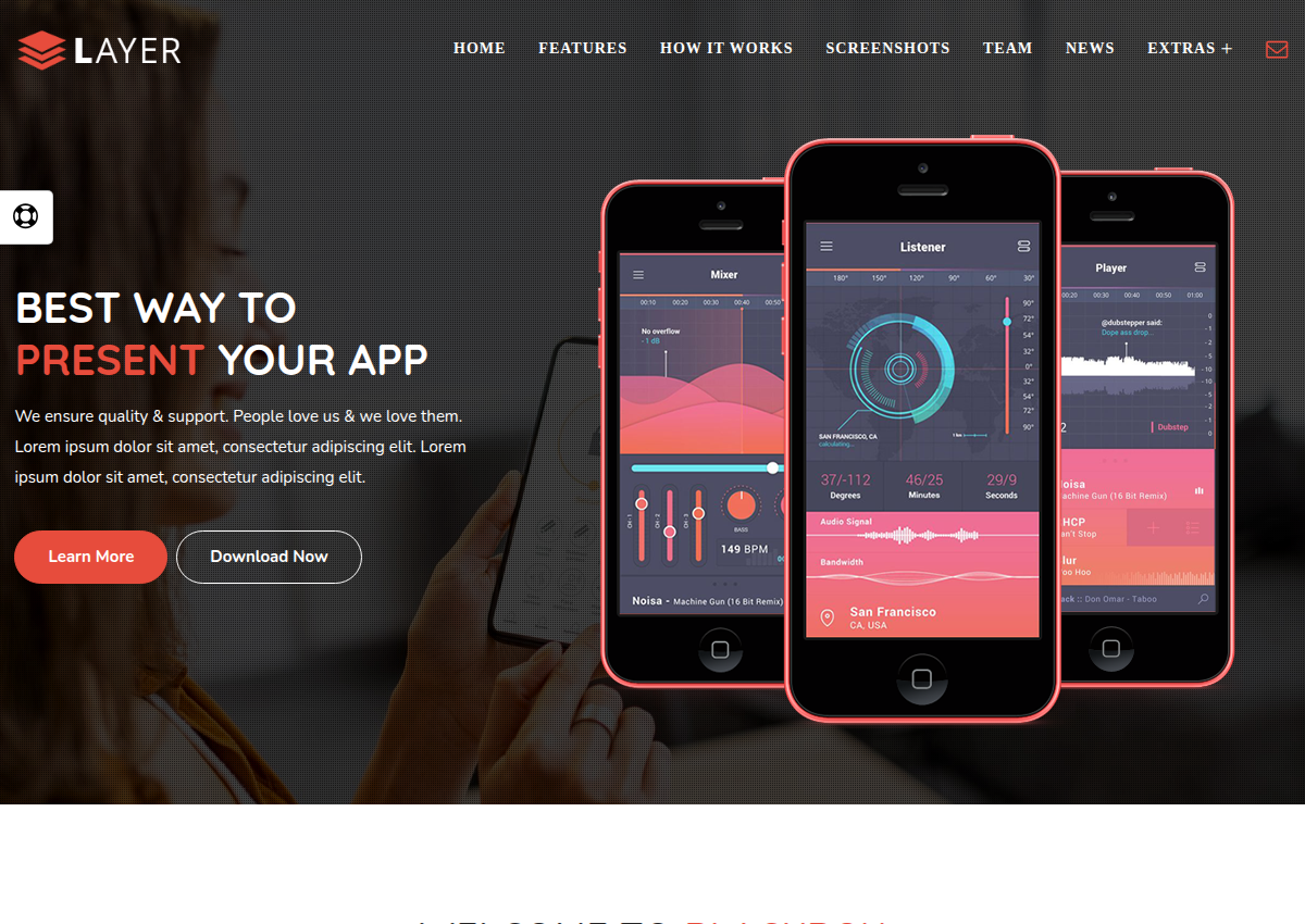 Layer: Mobile Application Landing Page